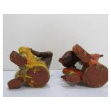 Hand Carved & Painted Vintage Wood Rajasthani Musician Figures