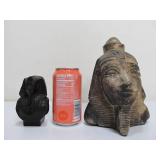 2 Small Vintage Egyptian Carved Stone King Tut Busts