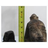 2 Small Vintage Egyptian Carved Stone King Tut Busts