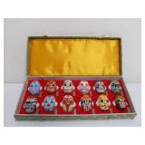 Boxed Set of Vintage Miniature Handpainted Oriental Theater Masks