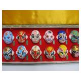 Boxed Set of Vintage Miniature Handpainted Oriental Theater Masks