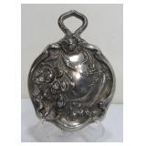 Ornate Antique Victorian STERLING SILVER Repousse Hand Mirror