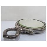 Ornate Antique Victorian STERLING SILVER Repousse Hand Mirror