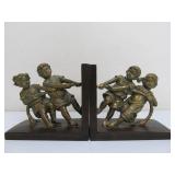 Kids Playing Tug-O-War Bookends Set