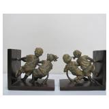 Kids Playing Tug-O-War Bookends Set