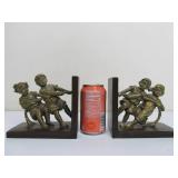 Kids Playing Tug-O-War Bookends Set