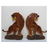Vintage Inlaid Wood Tiger Wall Hangings.