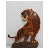 Vintage Inlaid Wood Tiger Wall Hangings.