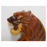 Vintage Inlaid Wood Tiger Wall Hangings.