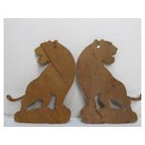 Vintage Inlaid Wood Tiger Wall Hangings.