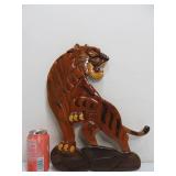 Vintage Inlaid Wood Tiger Wall Hangings.