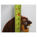 Vintage Inlaid Wood Tiger Wall Hangings.