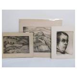 Estate Lot of 3 Antique Etchings