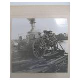 3 Original Antique Photos of Early Steam Powered Fire Engines