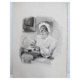 2 Old Vintage Original Illustration Drawings