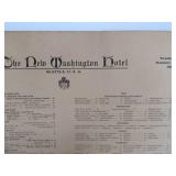 Lot of 4 Large Antique Menus From The New Washington Hotel in Seattle