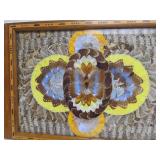 Inlaid Vintage Deco Genuine Butterfly Wing Bentwood Serving Tray