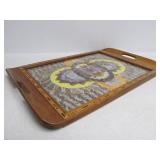 Inlaid Vintage Deco Genuine Butterfly Wing Bentwood Serving Tray