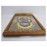 Inlaid Vintage Deco Genuine Butterfly Wing Bentwood Serving Tray