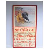 Large Framed Mexican Bullfight Poster