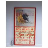 Large Framed Mexican Bullfight Poster