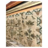 Original Antique Framed Needlepoint Verse Sampler - 1834