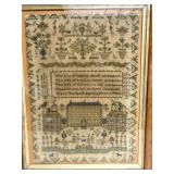 Original Antique Framed Needlepoint Verse Sampler - 1834