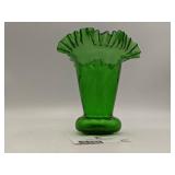 Stunning Vintage Green Ruffle Vase