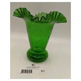 Stunning Vintage Green Ruffle Vase