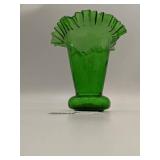 Stunning Vintage Green Ruffle Vase