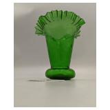 Stunning Vintage Green Ruffle Vase