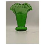 Stunning Vintage Green Ruffle Vase