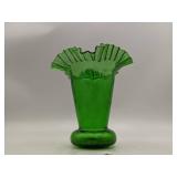 Stunning Vintage Green Ruffle Vase