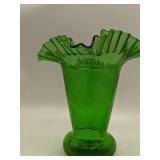 Stunning Vintage Green Ruffle Vase