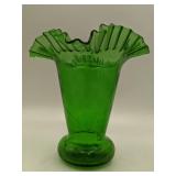 Stunning Vintage Green Ruffle Vase