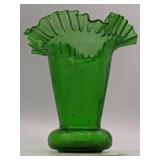 Stunning Vintage Green Ruffle Vase