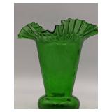 Stunning Vintage Green Ruffle Vase