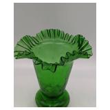 Stunning Vintage Green Ruffle Vase