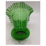 Stunning Vintage Green Ruffle Vase