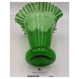 Stunning Vintage Green Ruffle Vase