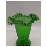 Stunning Vintage Green Ruffle Vase
