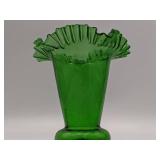 Stunning Vintage Green Ruffle Vase