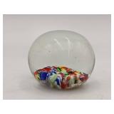 Beautiful Millefiori Hand-Blown Glass Paperweight