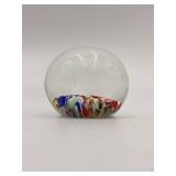 Beautiful Millefiori Hand-Blown Glass Paperweight