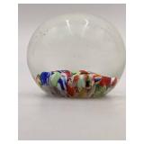 Beautiful Millefiori Hand-Blown Glass Paperweight