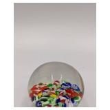 Beautiful Millefiori Hand-Blown Glass Paperweight