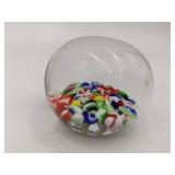 Beautiful Millefiori Hand-Blown Glass Paperweight