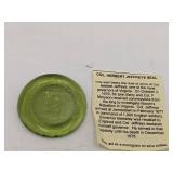Vintage Col. Herbert Jeffrys Seal in Green Glass