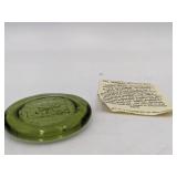 Vintage Col. Herbert Jeffrys Seal in Green Glass