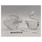 Hand-Blown Glass Rabbit and Swan